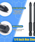 Side view of two Anglekai dry diamond drill bits with 1/4-inch hex shanks and black carbide tips.