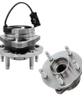 Pair Front Wheel Bearing Hubs Assembly With 5 Lug And ABS For Chevy Cobalt HHR 2008 2010 Malibu 2004 2012 Pontiac G6 2005 2010 Saturn Aura 2007 2009 Front Left And Front Right, showing front view of two metal hubs with ABS sensor wire