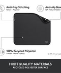 Studio Series Mouse Pad With Anti Slip Rubber Base, Spill Resistant Surface, Easy Gliding, Durable Materials, Portable Desk Mat In Graphite, Fresh Modern Design For Home Office And Gaming