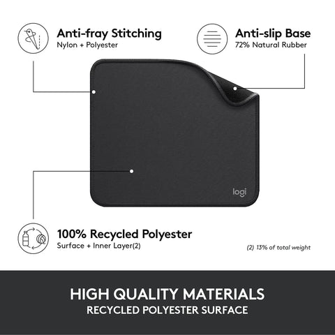 Studio Series Mouse Pad With Anti Slip Rubber Base, Spill Resistant Surface, Easy Gliding, Durable Materials, Portable Desk Mat In Graphite, Fresh Modern Design For Home Office And Gaming