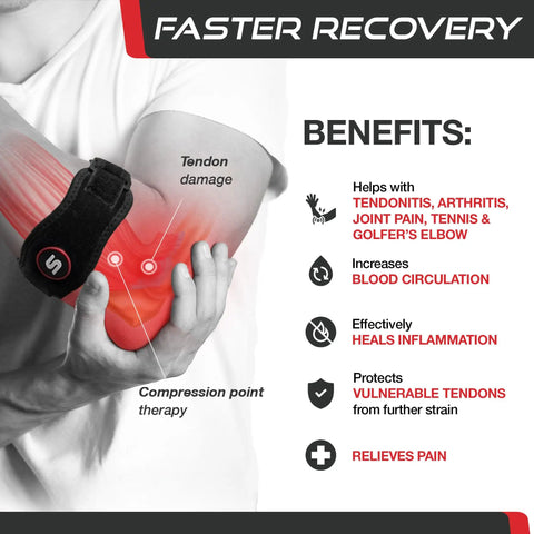 Tennis Elbow Brace For Men And Women Tendonitis And Golfer Elbow Support Counterforce Elbow Sleeve Adjustable 9 To 23 Inch Fit Pain Relief