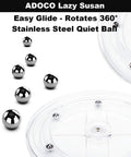 Two Tier Lazy Susan Turntable Organizer For Bathroom And Vanity, Clear 9.25 Inch Rotating Makeup Organizer showing stainless steel ball bearings.