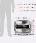 Pizza Oven Starter Bundle With Stainless Steel Outdoor Pizza Maker And Wood Fired Assembly showing size dimensions