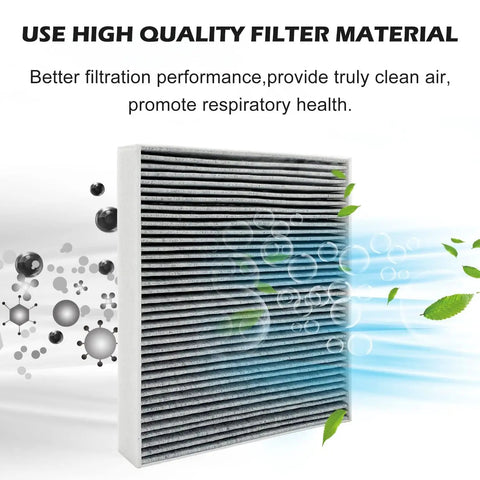Drop-In Cabin Air Filter JM133 Replacement For Hyundai Elantra 2021-2025 showing filter layers with airflow graphics