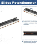 Five Piece Straight Double Linear Slide Potentiometer Set With Eight Pin B10Kx2, 128mm Length And 100mm Travel, close-up view