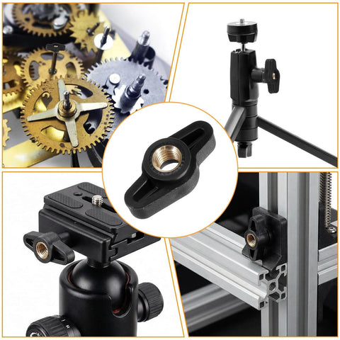 12 Pack 1 Quarter Inch Wing Knobs Through Hole T Knobs Hand Screw Nut Plastic Handle Clamping Knob With Steel Insert For T Track Accessories Feather Boards Woodworking Jigs And Fixtures DIY Friendly in various installations.