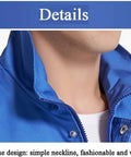 Neckline detail of blue EMF Shielding Workwear Vest With 50 Percent Silver Fabric For Radiation Protection, showing zipper and button design.