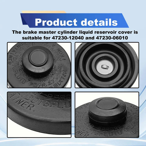 Brake Master Cylinder Fluid Reservoir Cap For Toyota Highlander 4Runner Sienna Avalon Camry RAV4 Corolla Replacement OE 47230-06010 47230-12040 Direct Fit Durable Easy Install Cap top view and details