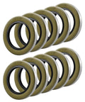 Double Lip Grease Seal Kit Heavy Duty For 5200 7000 Lb RV Trailer Axles Two And A Quarter Inch Inner Diameter Fits EZ Lube And D42 Spindles Replaces 122088 01003600 Trailer Hub Wheel Seal Pack Ten Count brass-colored seals