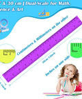 36 Pack 12 Inch Multicolor Plastic Rulers Bulk Set Clear Metric Rulers With Centimeters And Inches, girl with ruler