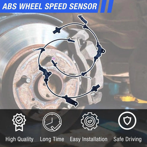 Premium Abs Wheel Speed Sensor Pair For Front Left And Right Install On Honda Accord 2008 Through 2012 And Acura Tsx 2009 Up To 2014 with brake components in background.
