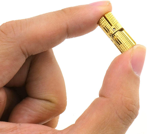 10 Pack 10mm Invisible Brass Barrel Hinges Hidden Concealed Furniture Hinges With 180 Degree Opening held between fingers