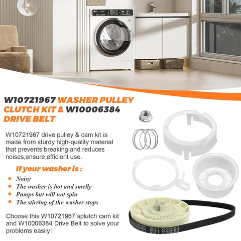 Washer Shift Actuator Kit With Pulley Clutch And Drive Belt For Whirlpool Kenmore Maytag Machines Pro Grade Upgraded W10913953