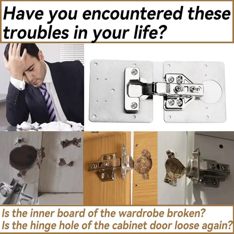 316 Stainless Steel Cabinet Hinge Repair Plates 6 Pack Fix Wobbly Cabinet Doors Fast in Minutes visible with damaged doors