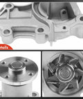 Engine Water Pump Replaces Mitsubishi Mirage 1997 2002 1.5L L4 with aluminum housing and steel impeller detail view.