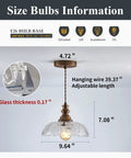 Slick Oil Rubbed Bronze One Light Pendant Ceiling Lamp With Retro Dome Glass Shade with size specifications and adjustable cord.