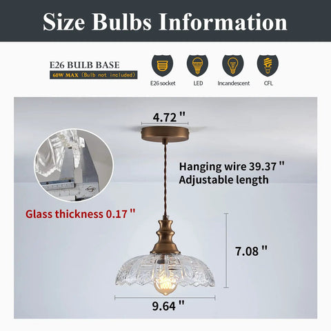 Slick Oil Rubbed Bronze One Light Pendant Ceiling Lamp With Retro Dome Glass Shade with size specifications and adjustable cord.