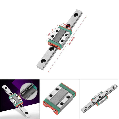 LML9B 100mm Miniature Linear Motion Rail Kit For CNC Machines And 3D Printers with block, 3-angle view