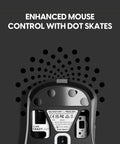 Underside view of Featherweight Optical Gaming Mouse with dot skates for enhanced control and tracking performance.
