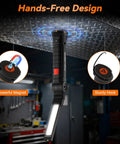 Six Pack Magnetic LED Work Lights With 360 Degree Rotating Heads, Rechargeable Mechanics Light With Five Modes hanging from a metal surface.