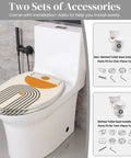 Elongated Toilet Seat Resin Bathroom installed on a toilet, showcasing adjustable hinges and installation accessories.