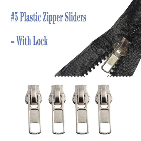 Universal Size 5 Zipper Slider Replacement Kit With 12 Sliders In Black Bronze Silver For Metal Plastic And Nylon Coil Zippers