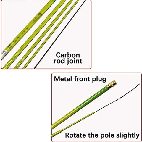 Portable Telescopic Fishing Rod With 360 Degree Rotating Tip, Carbon Fiber Imitation Bamboo Green Design, metal front plug, carbon rod joint