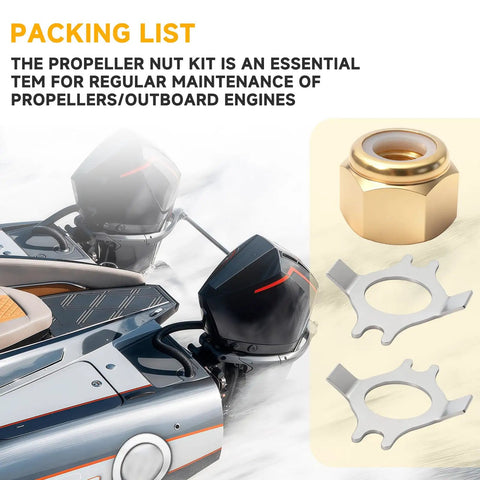 Prop Nut Kit With Propeller Nut And Tab Washer For Mercury Mariner 30-60HP Outboard Engines Replacement 11-69578A1 11-69578Q1 11-69578T1 Includes Two Washers And Nut For Easy Marine Maintenance And Secure Props