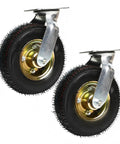 8 Inch Ball Bearing Pneumatic Wheels Swivel Castors With Rugged Rubber Tread, 2 Pack for Workbenches, Machines, Equipment, and Shelves