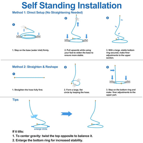 Instructions for setting up Outdoor Patio Mister Stand With Quick Install Hose Sprayer For Cooling Up To 20 Degrees Portable