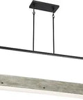 Transitional LED Island Pendant Light, 37.75 Inch Length, Black Wood Finish, Alta Collection Damp Rated Kitchen Pendant Lighting