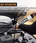 500cc Fluid Extractor Syringe With Hose Manual Oil Suction Pump For Transmission Differential Power Steering And Brake Fluid Clean Swap No Mess Grease Monkey Approved in use under hood of car.