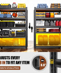 71.2 Inch Tall Wood And Metal Garage Shelving Unit Built Tough With Adjustable Shelves Heavy Duty Industrial Utility Rack For Workshop Garage Or Kitchen 71.2 Inch Tall By 31.5 Inch Wide By 13.8 Inch Deep with adjustable shelf detail