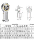 Beefy Female Rod End Bearing With Three Quarter Inch Bore And Three Quarter Inch Right Hand Thread Self Lubricating Joint Rod Ends Includes Jam Nut For Tough Durable Mechanical Linkages, technical drawing and dimensions