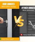Comparison of door hinge adjustment tools showing Door Hinge Adjustment Tool For Home And Commercial Doors 0.55 To 0.74 Inch Hinge Gap Wrench Quick No Fuss Easy Fix User Friendly Adjustments Heavy Duty Durable Construction on left and a wrench on right.