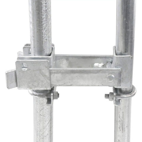 Beefy Heavy Duty Chain Link Fence Commercial Double Gate Latch for One Five Eighths Inch or Two Inch Frames, pad lockable galvanized steel