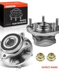 Twin Pack Wheel Bearing And Hub Assembly 5 Lug Compatible With Subaru Outback Legacy Forester Impreza Ascent WRX STI WRX Tribeca Replacement Front And Rear Hubs For 2004 Through 2021 Models, showing two assemblies and packaging