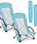 Two Pack High Back Folding Beach Chairs For Adults, Heavy Duty Camping Chairs With Cup Pocket, Mesh Back, Carry Bag