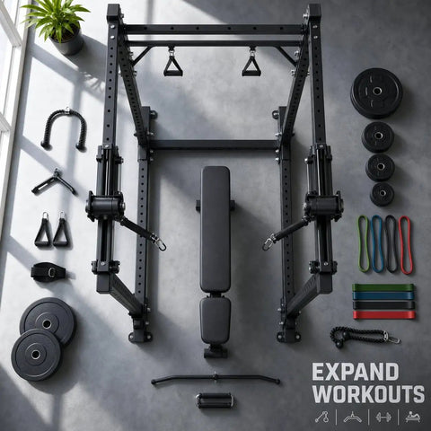 Cable Pulley System Gym Attachment For Home Gym With Lat Pulldown And Squat Rack Attachments Upgraded Roller Glider Pair Built Tough For Heavy Duty Home Gym Use, black steel rack