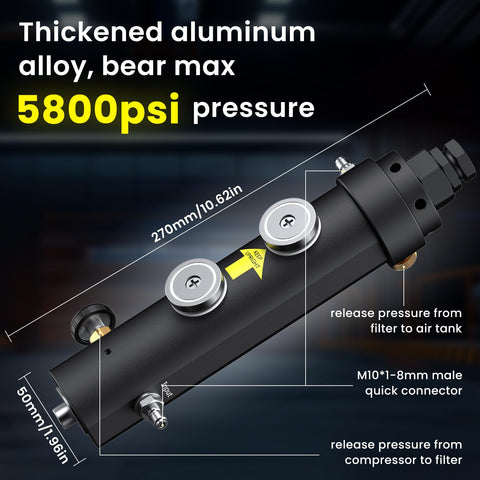 Heavy Duty High Pressure PCP Air Filter With Pressure Maintaining Function And 5800 PSI Oil And Water Separator for Paintball Guns