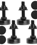 4-pack Adjustable Furniture Leveling Feet With T Nuts Anti Skid Pads Three Eighths Inch Sixteen Thread One And A Half Inch Length