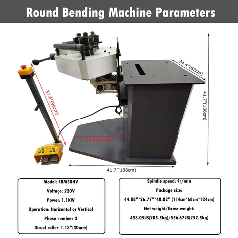 Heavy Duty Electric Pipe Bender Machine Delivering Knockout Tube Curves And Easy Roller Adjustments Built Like A Tank For Pro Contractors, side view with specs.