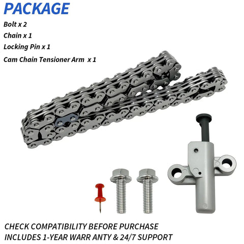Cam Timing Chain 60L With Tensioner Kit For Honda Rancher Foreman including chain, bolts, tensioner arm shown