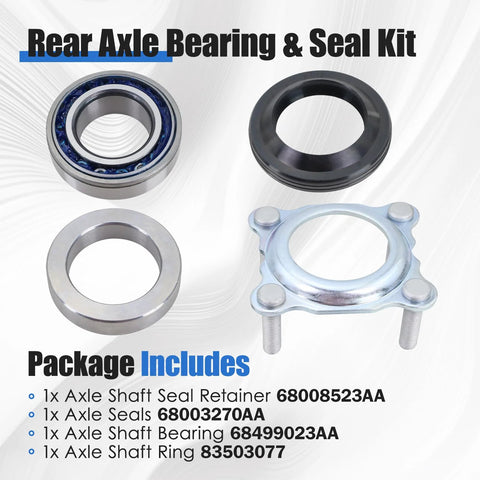 Rear Axle Bearing And Seal Kit For Jeep Wrangler JK JKU 2007 To 2017 3.6L 3.8L V6 Engine parts laid out individually