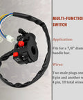 Multi-functional switch with 10 wires for 7/8" handlebar, part of Complete Wiring Harness Kit For ATV Quad 50cc To 125cc 4 Stroke Engines