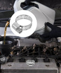 Heavy Duty 10 Pack Steel Hose Clamp Kit With Worm Gear Fastening For Auto Water Pipes, Reliable Versatile Pipe Clamps Built Tough To Secure Fluid Lines And Mechanical Fitters Like A Pro. Engine bay steel worm gear hose clamp on fluid line