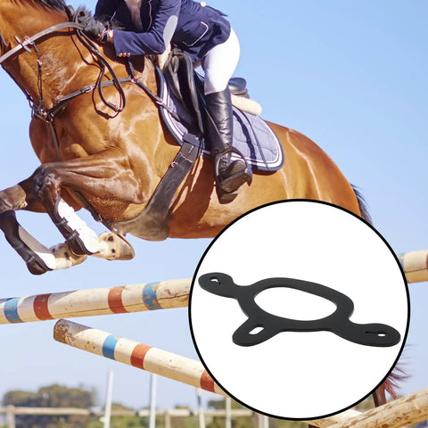 Rubber Spur Straps Tie Down Set, 4 Pcs in use during horse jumping, showcasing secure spurs and durability in equestrian activities.