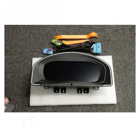 VW Scirocco 2014 12.3 Inch LCD Dashboard Instrument Panel Digital Cluster Upgrade Kit With Smart Gauges Module And Built In Circuit Board For Plug And Play Fit Rock Solid Idle And Smooth Acceleration. black LCD dash cluster with wiring