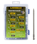 Pocket Hole Screws Kit 300 Pieces, 6 Size Assortment With Coarse And Fine Thread, Zinc Plated And Blue Coated, 1In 1-1/4In 2In Sizes, Square Drive Bit Included