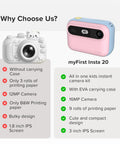 Kids Instant Print Camera Kit With 16MP Sensor, 9 Roll Paper Pack, Durable Travel Case, Totally All In One Gift Set For Ages 4 12, Easy Photo Printing On The Go, Great Starter Camera For Creative Fun, pink and blue kids instant print camera
